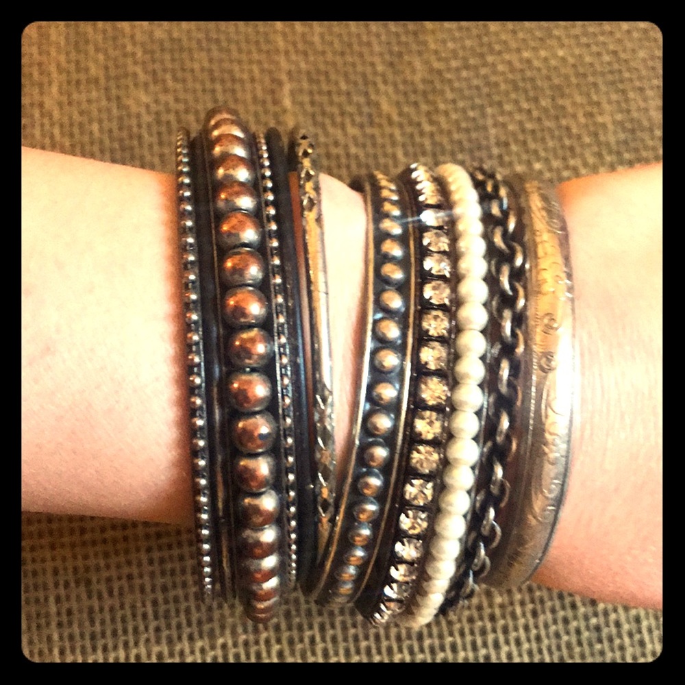 Black and silver bangle Bracelets
